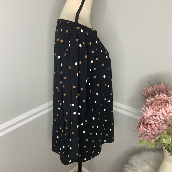 ANN TAYLOR Factory Long Sleeve Polk a Dot Blouse - Picture 3 of 8